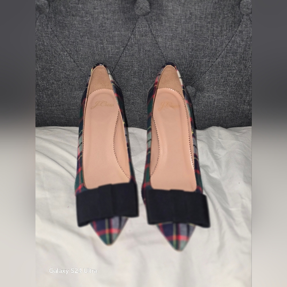 J Crew Women's  Size 6 Elegant Holiday Tartan Plaid Colette Pumps w/Bow
